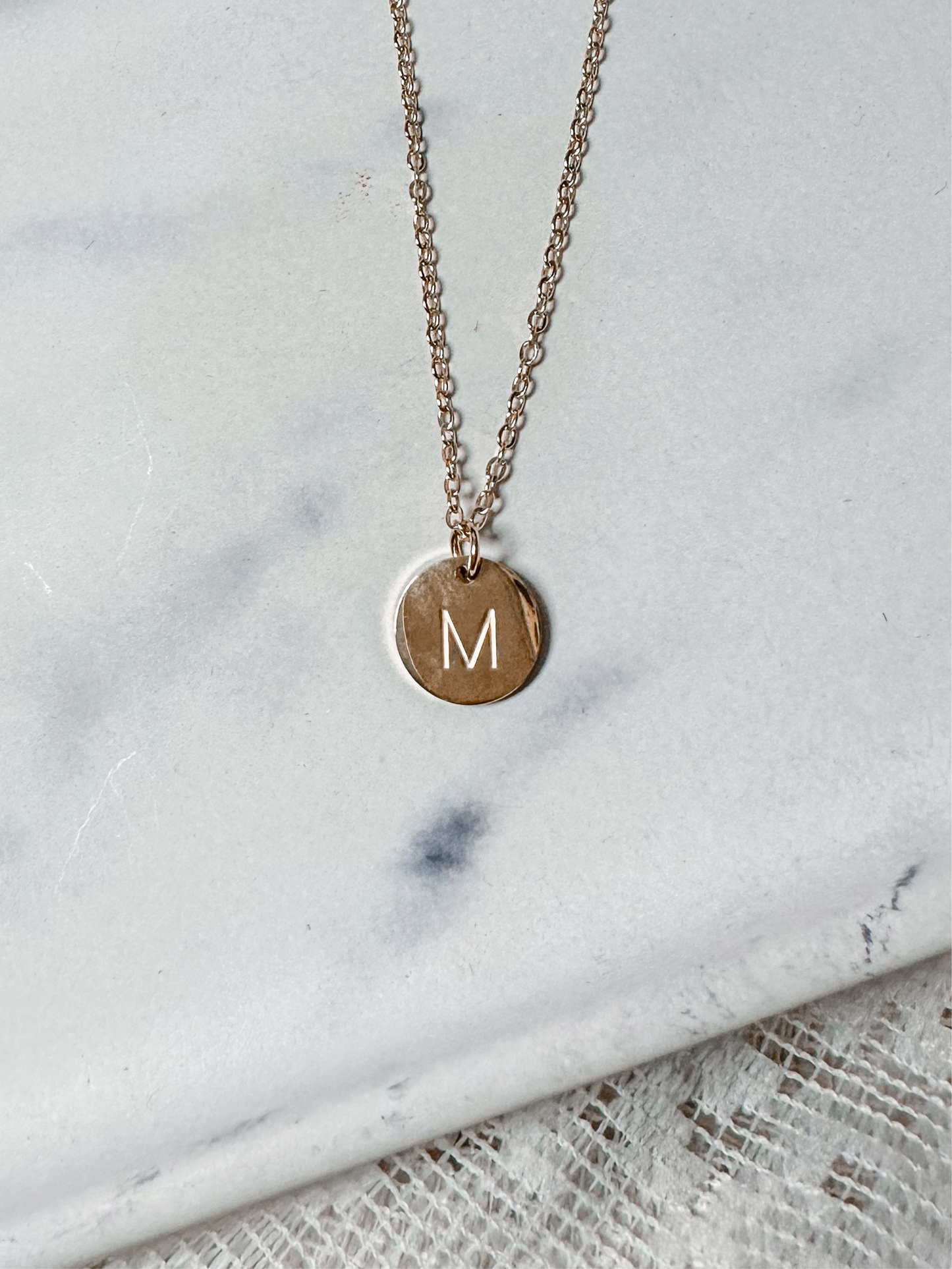 Letter disc necklace