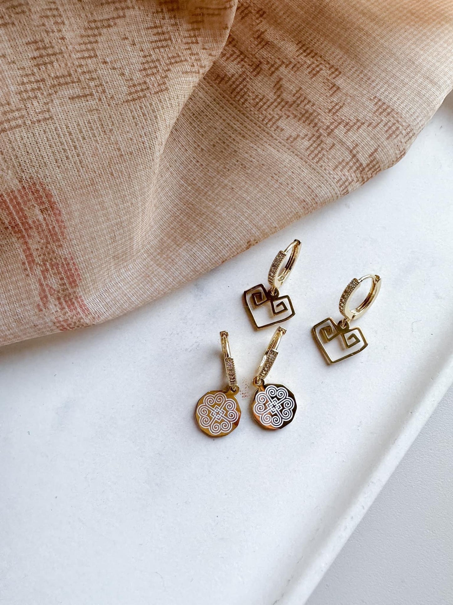 Hmong charm CZ Huggie